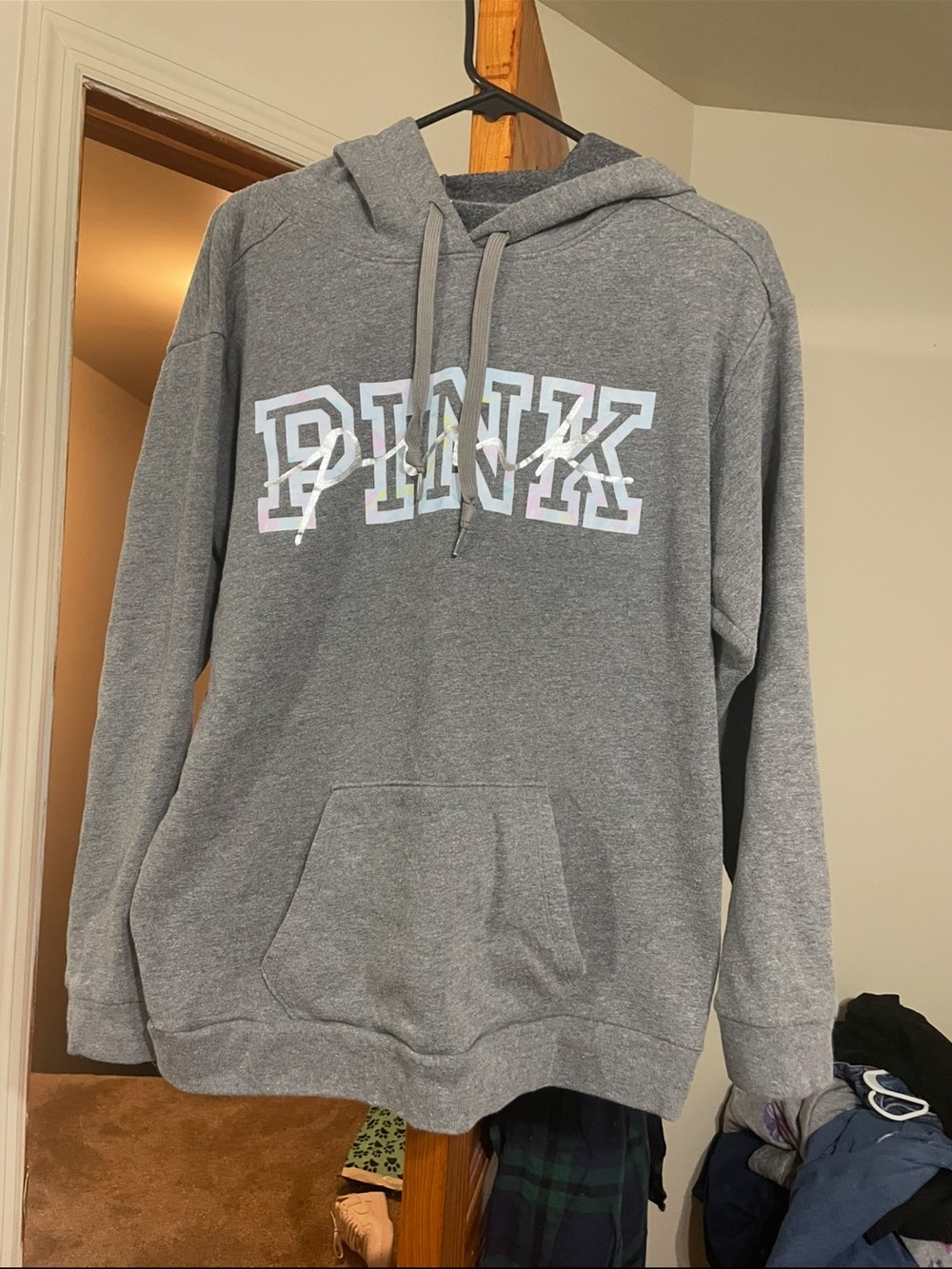 PINK Victoria's Secret Gray Hoodie with Logo